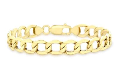9ct Yellow Gold 6-Sided 6.3mm Curb Chain Bracelet 21.5cm/8.5
