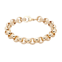 9ct Yellow Gold 6.5 Inch Children's 8mm Plain & CZ Belcher Bracelet