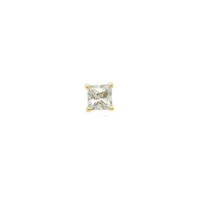 9ct Yellow Gold 6mm Claw Set Princess Cut Cubic Zirconia Gents Stud Earring