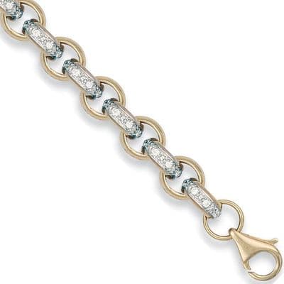 9ct Yellow Gold 7 Inch 10mm CZ Belcher Bracelet