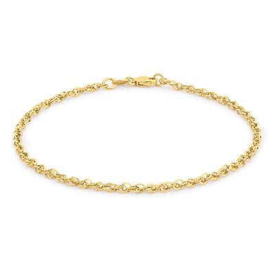 9ct Yellow Gold 7 Inch 2.1mm Prince Of Wales Bracelet