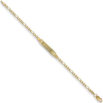 9ct Yellow Gold 7 Inch 2.2g Ladies Figaro Identity Bracelet