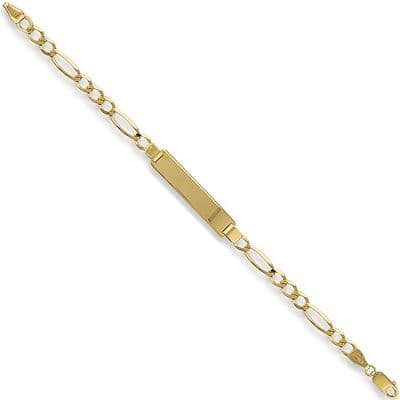 9ct Yellow Gold 7 Inch 3.8g Ladies Figaro Identity Bracelet