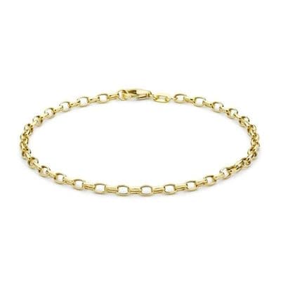 9ct Yellow Gold 7 Inch 3mm Plain Oval Belcher Bracelet