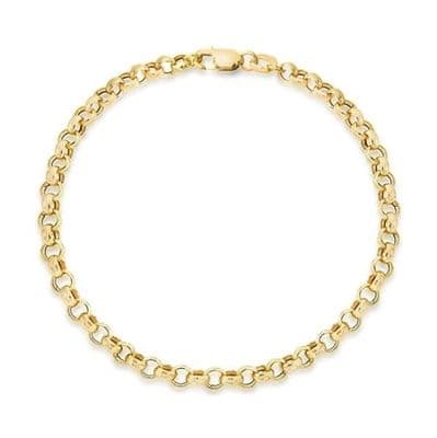 9ct Yellow Gold 7 Inch 3mm Plain Round Belcher Bracelet