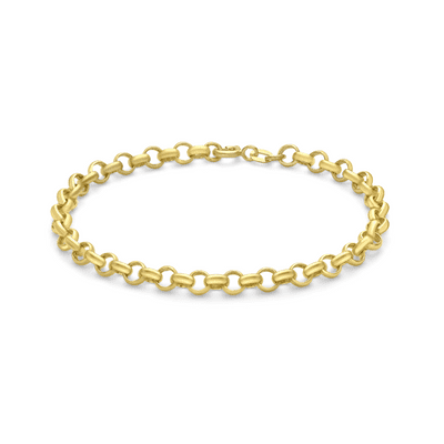 9ct Yellow Gold 7 Inch 4mm Plain Round Belcher Bracelet