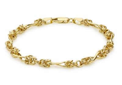 9ct Yellow Gold 7 Inch 4mm Twist Byzantine Bracelet