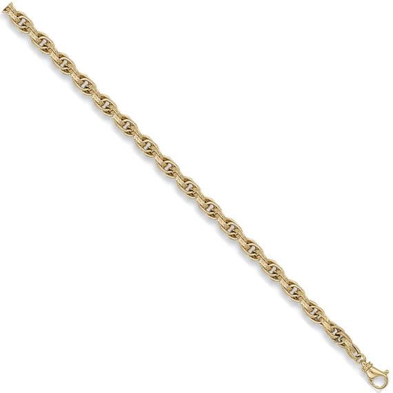 9ct Yellow Gold 7 Inch 5.7mm Hollow Prince Of Wales Bracelet