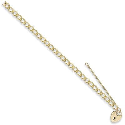 9ct Yellow Gold 7 Inch 6mm Open Curb & Padlock Charm Bracelet