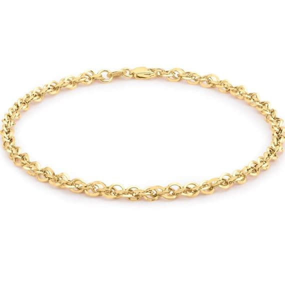 9ct Yellow Gold 7.5 Inch 3mm Prince Of Wales Bracelet