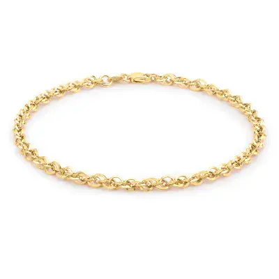 9ct Yellow Gold 7.5 Inch  3.1mm Prince Of Wales Bracelet