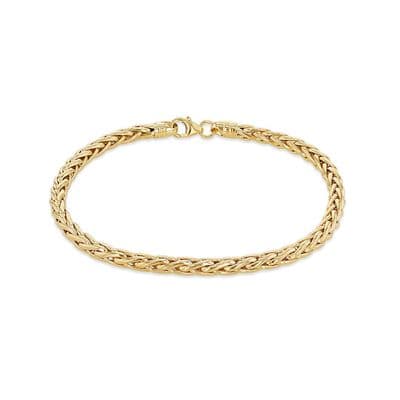9ct Yellow Gold 7.5 Inch 3.8mm Round Spiga Link Bracelet