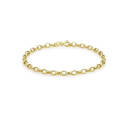 9ct Yellow Gold 7.5 Inch 3mm Plain Oval Belcher Bracelet