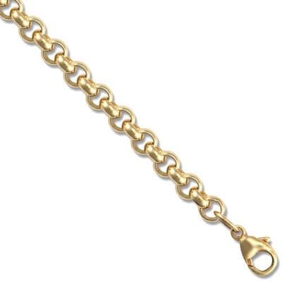 9ct Yellow Gold 7.5 Inch 5.2mm Round Belcher Bracelet