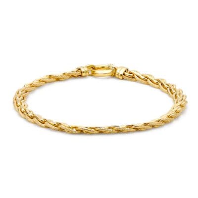 9ct Yellow Gold 7.5 Inch 5mm Textured Spiga Bracelet