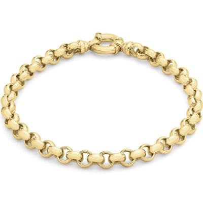 9ct Yellow Gold 7.5 Inch 6mm Oval Belcher Bracelet