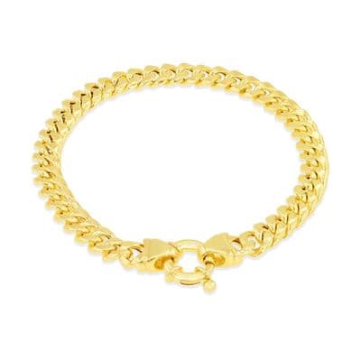 9ct Yellow Gold 7.5 Inch 6mm Spring Ring Cuban Link Bracelet