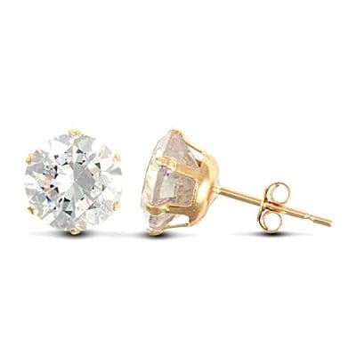 9ct Yellow Gold 7mm Claw Set Cubic Zirconia Stud Earrings