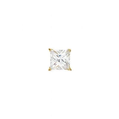 9ct Yellow Gold 7mm Claw Set Princess Cut Cubic Zirconia Gents Stud Earring