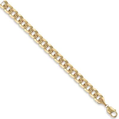 9ct Yellow Gold 8 Inch 10mm Flat Curb Bracelet