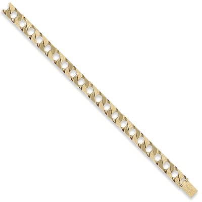 9ct Yellow Gold 8 Inch 10mm Plain & Bark Curb Bracelet