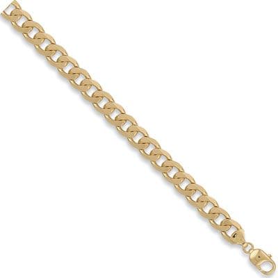 9ct Yellow Gold 8 Inch 10mm Solid Curb Bracelet