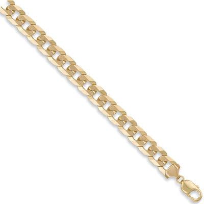 9ct Yellow Gold 8 Inch 12mm Flat Curb Bracelet
