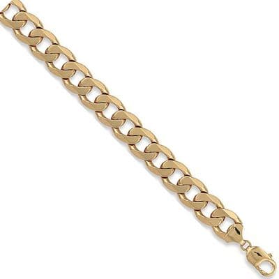 9ct Yellow Gold 8 Inch 14mm Solid Curb Bracelet
