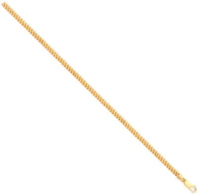 9ct Yellow Gold 8 Inch 4mm Franco Hollow Bracelet