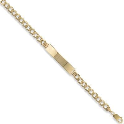 9ct Yellow Gold 8 Inch 6mm Gents ID Curb Bracelet