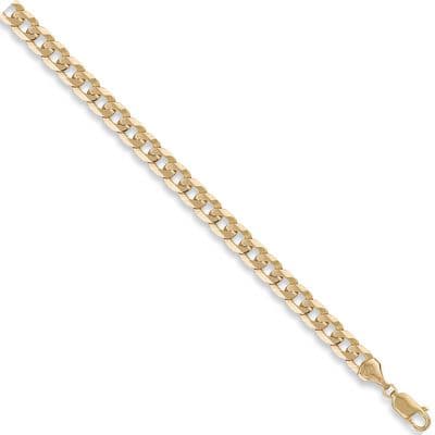9ct Yellow Gold 8 Inch 7.4mm Flat Curb Bracelet