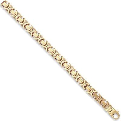9ct Yellow Gold 8 Inch 8.4mm Flat Byzantine Bracelet