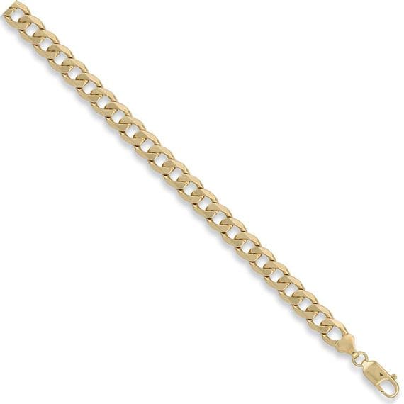 9ct Yellow Gold 8 Inch 8.5mm Solid Curb Bracelet