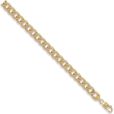 9ct Yellow Gold 8 Inch 9.3mm Solid Curb Bracelet