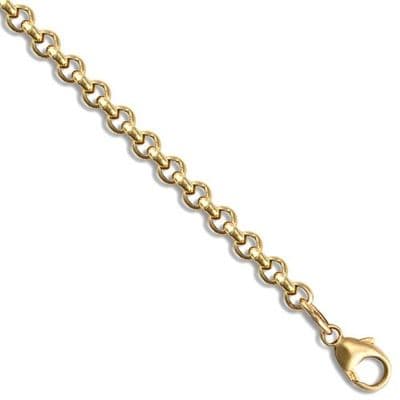 9ct Yellow Gold 8.5 Inch 4.08mm Round Belcher Bracelet