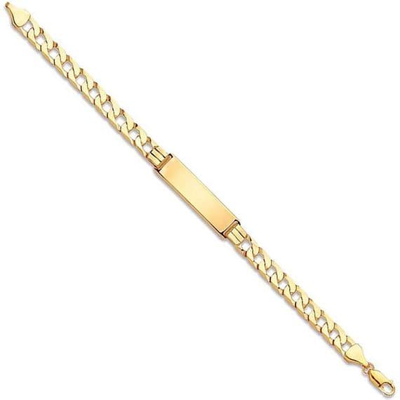 9ct Yellow Gold 8.5 Inch 7.3mm Gents ID Curb Bracelet