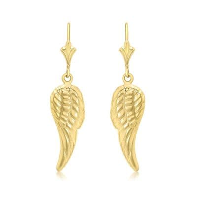 9ct Yellow Gold Angel Wing Drop Earrings