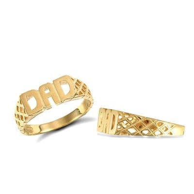 9ct Yellow Gold Basket Sides Dad Ring
