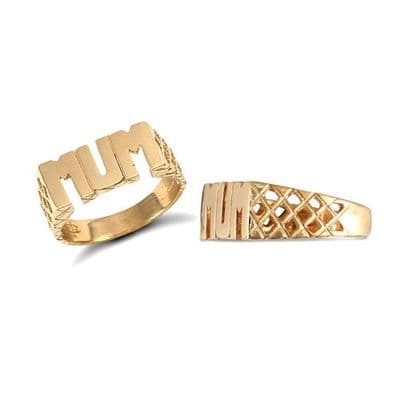 9ct Yellow Gold Basket Sides Mum Ring