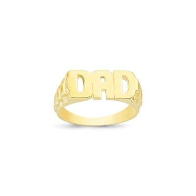 9ct Yellow Gold Brick Link Dad Ring