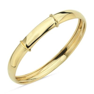 9ct Yellow Gold Childrens 6mm Plain Expandable Bangle