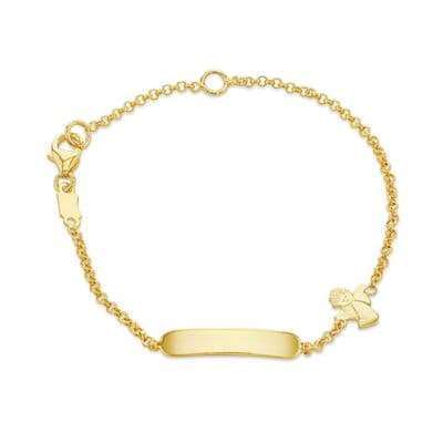 9ct Yellow Gold Childrens Angel Identity Bracelet