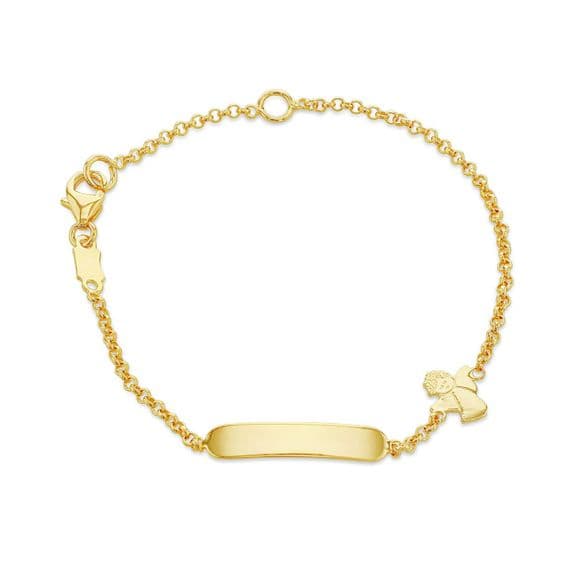 9ct Yellow Gold Childrens Angel Identity Bracelet