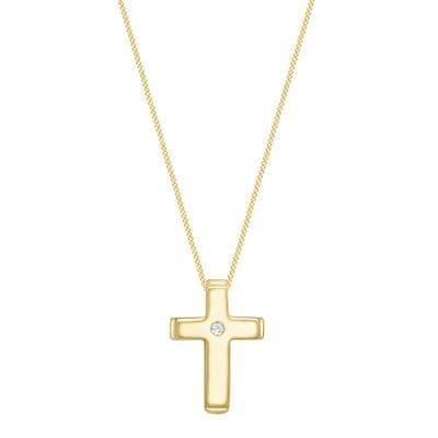 9ct Yellow Gold Childrens Diamond Cross Pendant