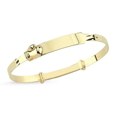 9ct Yellow Gold Childrens Expandable Boxing Glove ID Bangle
