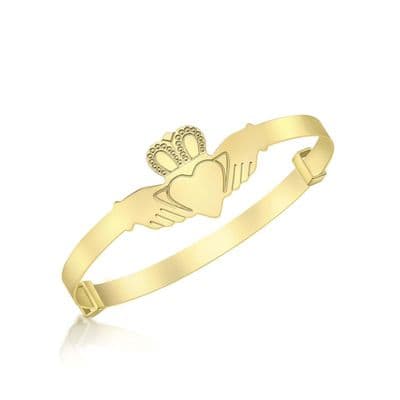 9ct Yellow Gold Childrens Expandable Claddagh Bangle