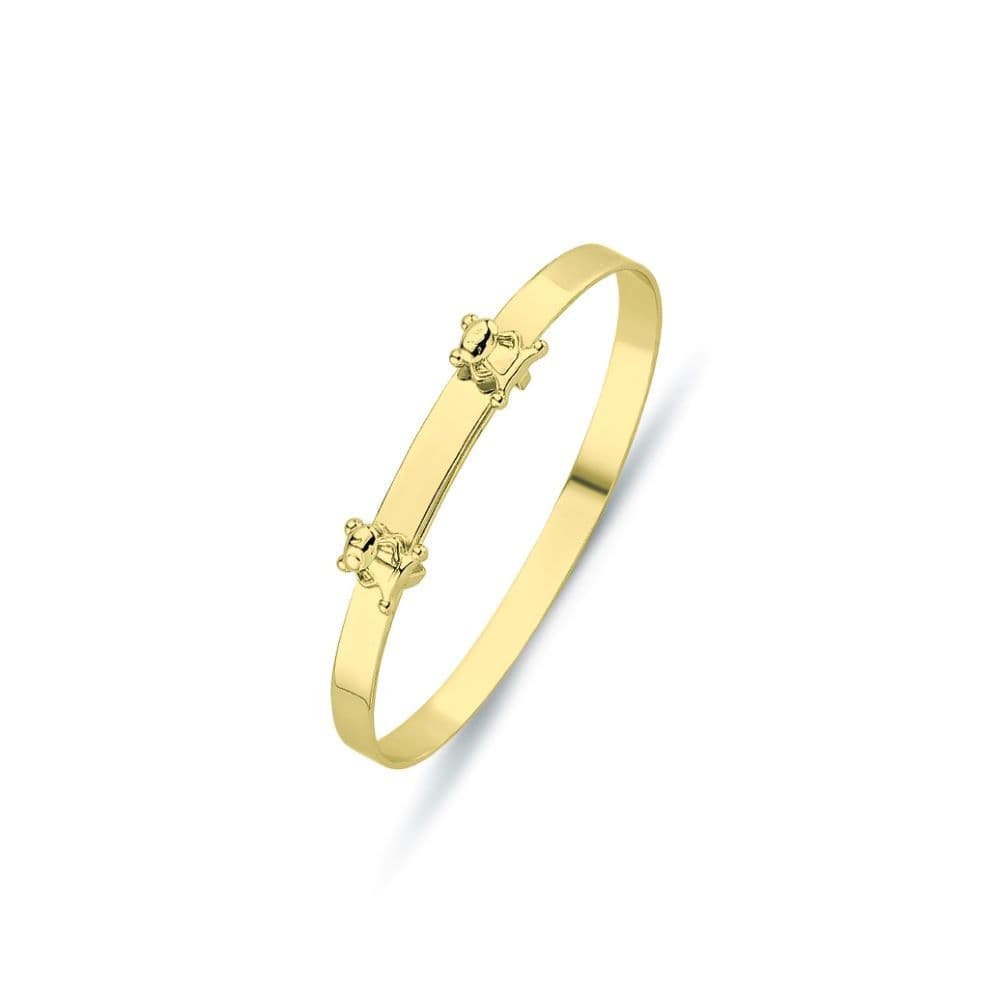 Teddy Bear 9ct Gold Expandable Baby Bangle main image 0