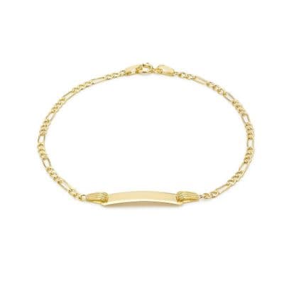 9ct Yellow Gold Childrens Figaro Identity Bracelet