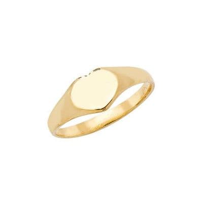 9ct Yellow Gold Childrens Heart Plain Signet Ring