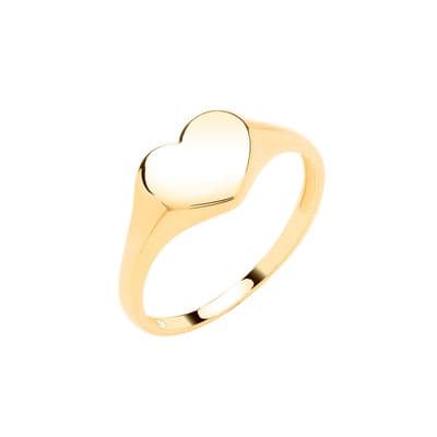 9ct Yellow Gold Childrens Heart Plain Signet Ring